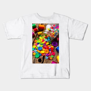 Jar Of Buttons And Thread Still Life Kids T-Shirt